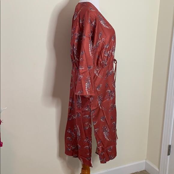 Anama Rust Floral Print Long Kimono - Picture 6 of 10